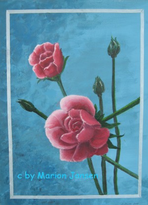 Gemälde Acryl und Öl - Rose